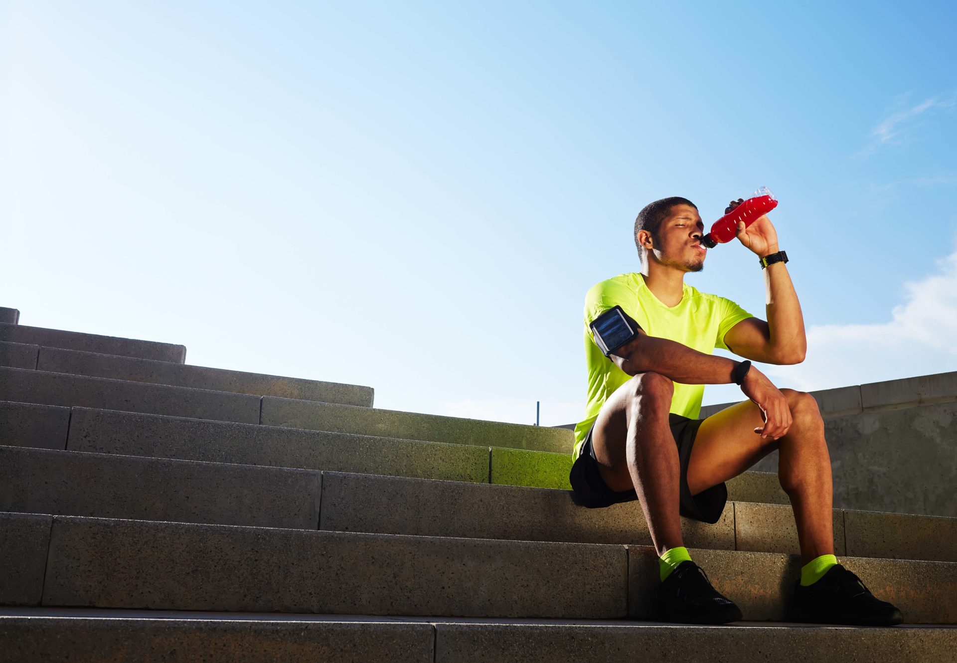 Man drinking functional sports drink after working out