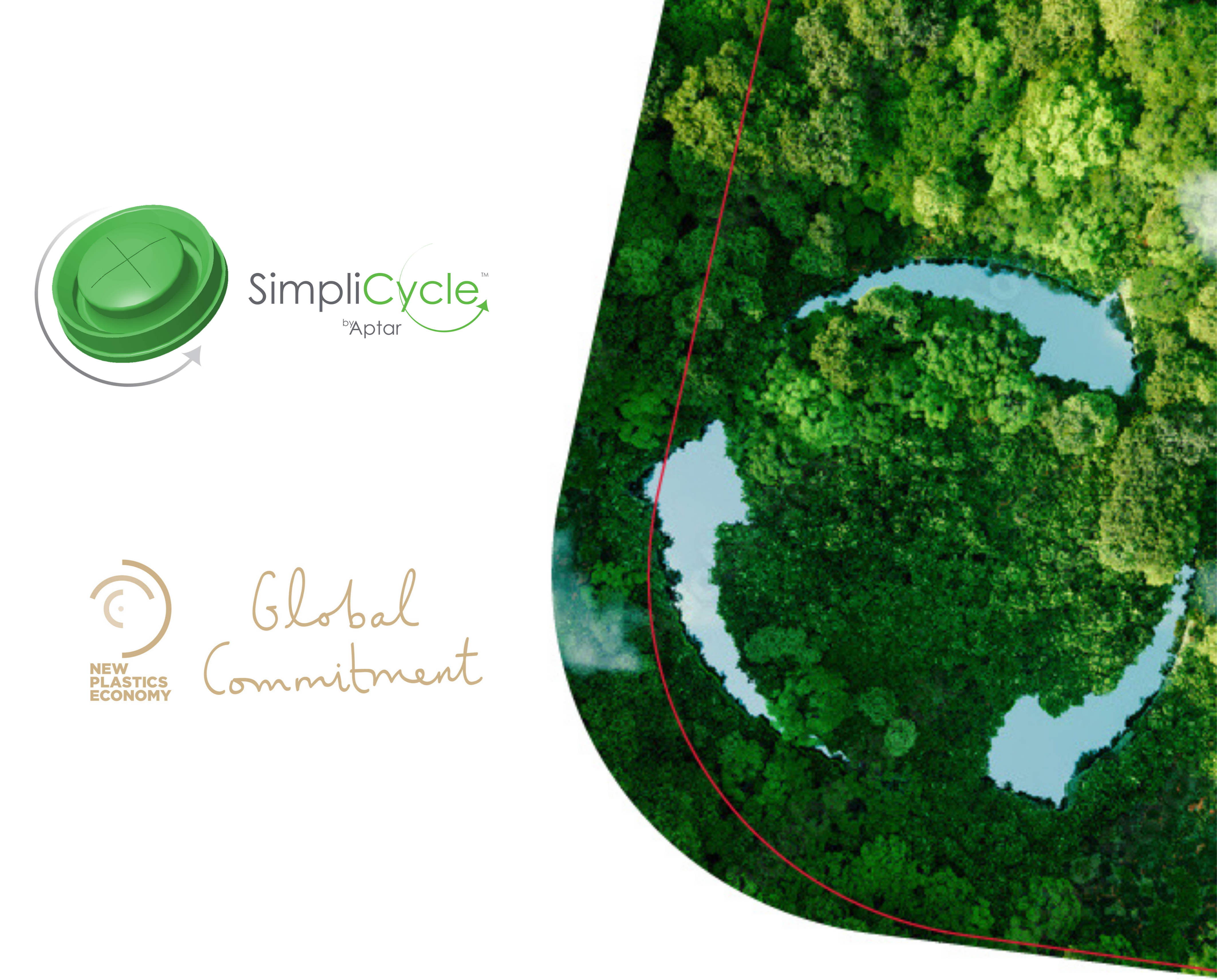 SimpliCycle flow control valve logo and New Plastics Economy Global Commitment logo