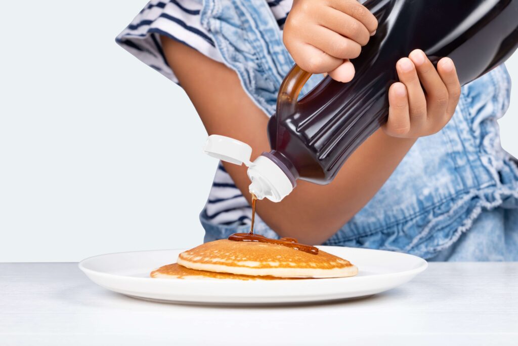 Ecolite pour spout, pouring syrup on pancakes